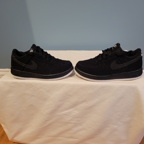 Kids black corduroy Air Force sneakers - Picture 4 of 5